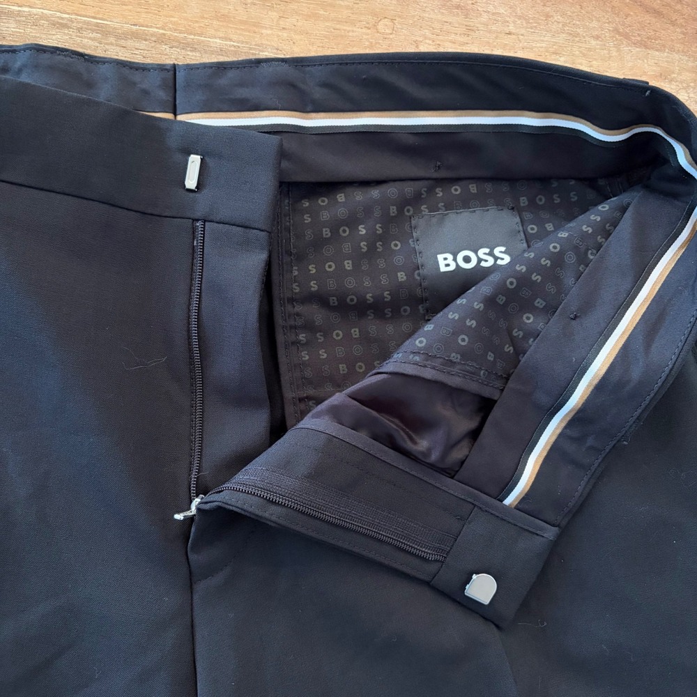 Hugo Boss H-Genius-MM-224 Black Slim Fit Virgin Wool Dress Pants Mens 34R IT 50 - Picture 4 of 16